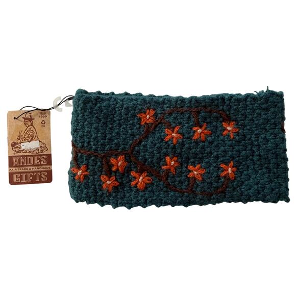 Andes Gifts Accessories - Andes Gifts Handmade Alpaca Green, Red Floral Headband NWT!